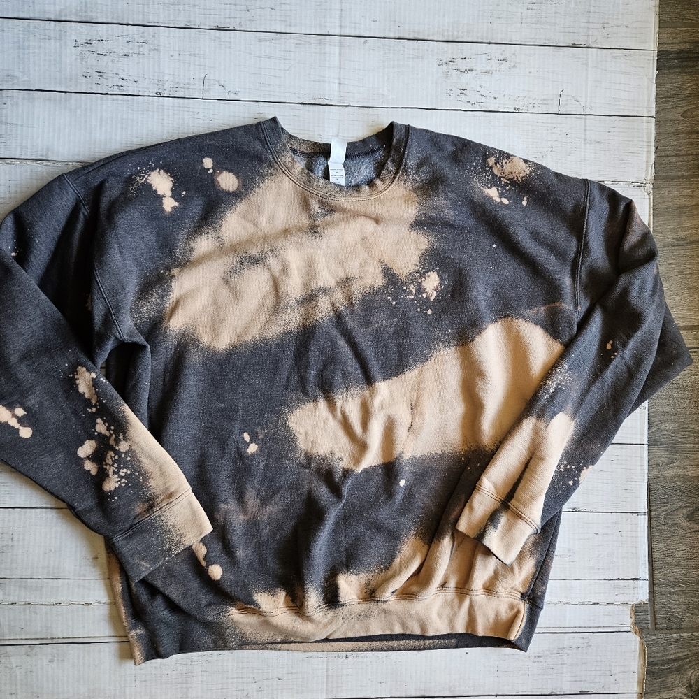 Black‎ Bleach Tie Dyed Tultex Crewneck Size XXL